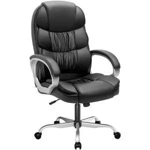 Big and Tall Office Chair Ergonomic Desk Chair High Back Executive Computer Chair Adjustable Swivel PU Leather Task Chair with Padded Armrests and Lumbar Support (Black) Big and Tall Office Chair Ergonomic Desk Chair High Back Executive Computer Chair Adjustable Swivel PU Leather Task Chair with Padded Armrests and Lumbar Support (Black)