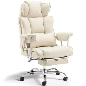 Big and Tall Office Chair with Foot Rest Comfortable Executive Reclining Office Large Leather Chair with Adjustable High Back Heavy Duty for Heavy People up to 400lbs Big and Tall Office Chair with Foot Rest Comfortable Executive Reclining Office Large Leather Chair with Adjustable High Back Heavy Duty for Heavy People up to 400lbs