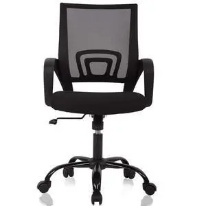 Ergonomic Mid Back Mesh Office Desk Chair with Lumbar Support & Armrest, Modern Adjustable Height Swivel Task Executive Chair for Women & Men, Black Ergonomic Mid Back Mesh Office Desk Chair with Lumbar Support & Armrest, Modern Adjustable Height Swivel Task Executive Chair for Women & Men, Black
