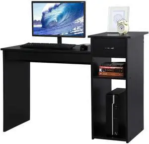 Modern Computer Desk, 47 inch Home Office Computer Desk, Study Writing PC Table Workstation with Drawers and Printer Shelf for Small Spaces, Home Office Furniture Modern Computer Desk, 47 inch Home Office Computer Desk, Study Writing PC Table Workstation with Drawers and Printer Shelf for Small Spaces, Home Office Furniture