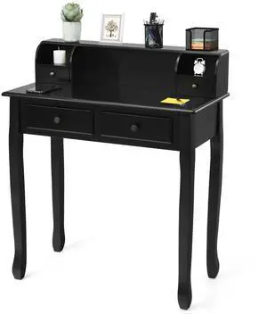 Writing Desk with 4 Drawers, Removable Floating Organizer 2-Tier Mission Home Computer Vanity Desk for Apartment Small Space (Black) Writing Desk with 4 Drawers, Removable Floating Organizer 2-Tier Mission Home Computer Vanity Desk for Apartment Small Space (Black)