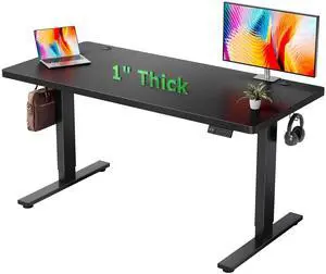 Electric Standing Desk Adjustable - 60x28 Inch Sit Stand Desk with 1 Inch Thick Tabletop, Double Beam Frame, 3 Memory Height Adjustment, Cable Management for Home Office Electric Standing Desk Adjustable - 60x28 Inch Sit Stand Desk with 1 Inch Thick Tabletop, Double Beam Frame, 3 Memory Height Adjustment, Cable Management for Home Office