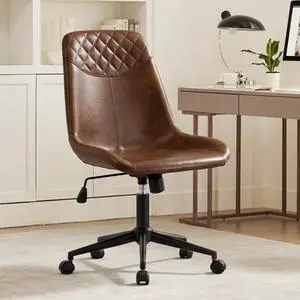 Modern PU Leather Office Chair Desk Chair Swivel Computer Chair Yellowish-Brown Modern PU Leather Office Chair Desk Chair Swivel Computer Chair Yellowish-Brown