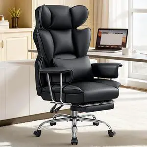 Big and Tall Office Chair 400LBS, Executive Ergonomic Leather Chair with Footrest, Wide Seat Gaming Office Chair with Pocket Spring Cushion, Reclining High Back Computer Desk Chair, Black Big and Tall Office Chair 400LBS, Executive Ergonomic Leather Chair with Footrest, Wide Seat Gaming Office Chair with Pocket Spring Cushion, Reclining High Back Computer Desk Chair, Black