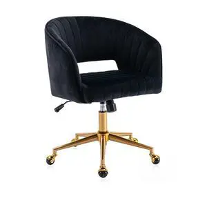 Velvet Office Desk Chair, Modern Adjustable Home Desk Chair with Wheels, Swivel Vanity Chair for Bedroom, Office, Vanity Study (Black) Velvet Office Desk Chair, Modern Adjustable Home Desk Chair with Wheels, Swivel Vanity Chair for Bedroom, Office, Vanity Study (Black)