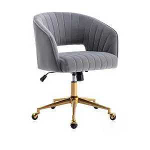 Velvet Office Desk Chair, Modern Adjustable Home Desk Chair with Wheels, Swivel Vanity Chair for Bedroom, Office, Vanity Study (Grey) Velvet Office Desk Chair, Modern Adjustable Home Desk Chair with Wheels, Swivel Vanity Chair for Bedroom, Office, Vanity Study (Grey)