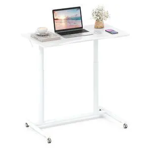 Mobile Standing Desk, C-Shaped Sit Stand Desk with Adjustable Height, Lockable Wheels & Metal Frame, Rolling Laptop Desk, Portable Computer Workstation for Small Space Mobile Standing Desk, C-Shaped Sit Stand Desk with Adjustable Height, Lockable Wheels & Metal Frame, Rolling Laptop Desk, Portable Computer Workstation for Small Space