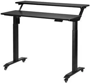 Electric Height Adjustable 2-Tier Raising Desk with Wheels, Mobile Standing Desk with Monitor Stand, Ergonomic Adjustable Computer Table, Electric Standing Game Table for Home Office Electric Height Adjustable 2-Tier Raising Desk with Wheels, Mobile Standing Desk with Monitor Stand, Ergonomic Adjustable Computer Table, Electric Standing Game Table for Home Office