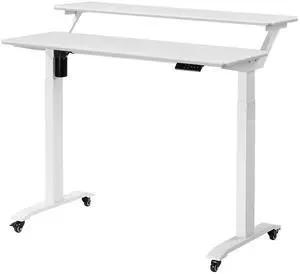 Electric Height Adjustable 2-Tier Raising Desk with Wheels, Mobile Standing Desk with Monitor Stand, Ergonomic Adjustable Computer Table, Electric Standing Game Table for Home Office Electric Height Adjustable 2-Tier Raising Desk with Wheels, Mobile Standing Desk with Monitor Stand, Ergonomic Adjustable Computer Table, Electric Standing Game Table for Home Office