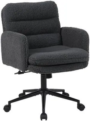 Upholstered Home Office Chair, Faux Cashmere Modern Mid Back Computer Desk Chair with Wheels, Ergonomic, Adjustable Height, Grey Upholstered Home Office Chair, Faux Cashmere Modern Mid Back Computer Desk Chair with Wheels, Ergonomic, Adjustable Height, Grey