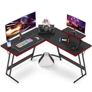 L Shaped Gaming Desk, Corner Desk with Monitor Stand, Computer PC Table for Home Office Writing Studying Working, Space-Saving, Easy Assemble (Black, 47'') L Shaped Gaming Desk, Corner Desk with Monitor Stand, Computer PC Table for Home Office Writing Studying Working, Space-Saving, Easy Assemble (Black, 47'')