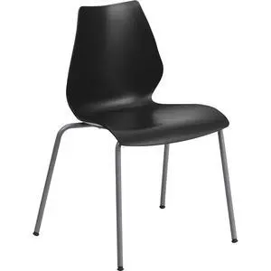HERCULES Series 770 lb. Capacity Black Stack Chair with Lumbar Support and Silver Frame HERCULES Series 770 lb. Capacity Black Stack Chair with Lumbar Support and Silver Frame