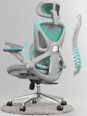 Ergonomic Mesh Office Chair, Adjustable Lumbar High Back Desk Chair 400lbs, 4D Flip-up Arms, 3 Tilt Backrest, 3D Headrest, PU Wheels, Swivel Rolling Computer Seating for Long Desk Work - Grey Ergonomic Mesh Office Chair, Adjustable Lumbar High Back Desk Chair 400lbs, 4D Flip-up Arms, 3 Tilt Backrest, 3D Headrest, PU Wheels, Swivel Rolling Computer Seating for Long Desk Work - Grey