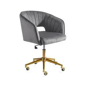 Velvet Office Desk Chair, Grey, Adjustable Swivel Wheels, Ergonomic Design for Home Office, Bedroom, Study Velvet Office Desk Chair, Grey, Adjustable Swivel Wheels, Ergonomic Design for Home Office, Bedroom, Study