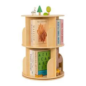 2 Tier Rotating Bookshelf, Small Corner Bookshelf Floor Standing Wooden Narrow Bookcase Organizer for Kidsroom, Bedroom, Living Room 2 Tier Rotating Bookshelf, Small Corner Bookshelf Floor Standing Wooden Narrow Bookcase Organizer for Kidsroom, Bedroom, Living Room