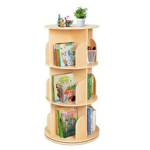 Kids Rotating Bookshelf, Small Corner Bookshelf for Small Space, 360° Display 3 Tier Floor Standing Bookcase Storage Rack, Wooden Narrow Bookcase Organizer for Bedroom, Living Room Kids Rotating Bookshelf, Small Corner Bookshelf for Small Space, 360° Display 3 Tier Floor Standing Bookcase Storage Rack, Wooden Narrow Bookcase Organizer for Bedroom, Living Room