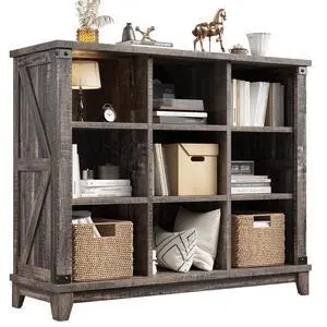9 Cube Storage Organizer and Shelves, Cubby Storage Organizer, Bookshelves with Storage for Home and Bedroom, Black Oak 9 Cube Storage Organizer and Shelves, Cubby Storage Organizer, Bookshelves with Storage for Home and Bedroom, Black Oak