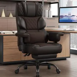 Big and Tall Office Chair, Desk Chair with Soft Adjustable Armrests, Ergonomic High Back Gaming Chair with Lumbar Support, Executive Computer Chairs with Footrest (PU Leather, Brown) Big and Tall Office Chair, Desk Chair with Soft Adjustable Armrests, Ergonomic High Back Gaming Chair with Lumbar Support, Executive Computer Chairs with Footrest (PU Leather, Brown)
