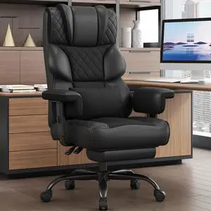 Big and Tall Office Chair, Desk Chair with Soft Adjustable Armrests, Ergonomic High Back Gaming Chair with Lumbar Support, Executive Computer Chairs with Footrest (PU Leather, Black) Big and Tall Office Chair, Desk Chair with Soft Adjustable Armrests, Ergonomic High Back Gaming Chair with Lumbar Support, Executive Computer Chairs with Footrest (PU Leather, Black)