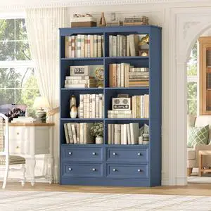 71" Tall Bookshelf with 4 Drawers, 6-Tier Double Wide Bookshelves and Bookcases with Storage, Blue Bookshelf Large Open Bookshelves Standing Book Cabinet for Home Office 71" Tall Bookshelf with 4 Drawers, 6-Tier Double Wide Bookshelves and Bookcases with Storage, Blue Bookshelf Large Open Bookshelves Standing Book Cabinet for Home Office