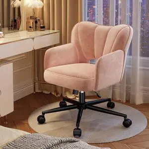 Vanity Chair with Wheels & Back,Pink Vanity Chair Adjustable Height Comfy Desk Chairs for Makeup, Work & Relaxation,Pink Vanity Chair with Wheels & Back,Pink Vanity Chair Adjustable Height Comfy Desk Chairs for Makeup, Work & Relaxation,Pink