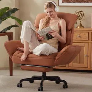 Cross Legged Office Chair with Pivoting Armrests,Criss Cross Chair with Pocket Spring Seat & Back,Reclining Computer Gaming Chair with Footrest and Metal Base (Brown) Cross Legged Office Chair with Pivoting Armrests,Criss Cross Chair with Pocket Spring Seat & Back,Reclining Computer Gaming Chair with Footrest and Metal Base (Brown)