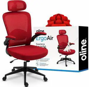 ErgoAir Ergonomic Office Chair Adjustable Lumbar Support, Flip-Up Armrests, Mesh Computer Desk Chair, Swivel Rolling Executive Gaming Chair for Home & Office (Red) ErgoAir Ergonomic Office Chair Adjustable Lumbar Support, Flip-Up Armrests, Mesh Computer Desk Chair, Swivel Rolling Executive Gaming Chair for Home & Office (Red)