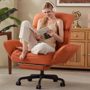 Cross Legged Office Chair with Pivoting Armrests,Criss Cross Chair with Pocket Spring Seat & Back,Reclining Computer Gaming Chair with Footrest and Metal Base (Orange) Cross Legged Office Chair with Pivoting Armrests,Criss Cross Chair with Pocket Spring Seat & Back,Reclining Computer Gaming Chair with Footrest and Metal Base (Orange)