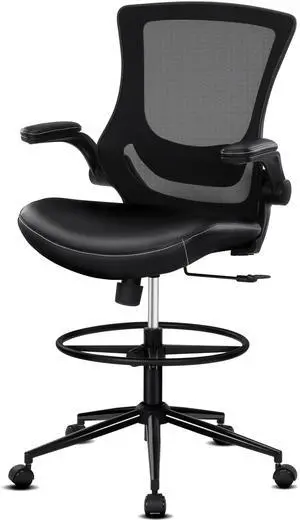 Tall Office Chair for Standing Desk, Drafting Chair with Footrest Ring, PU Leather Recline High Office Tall Desk Chair with Adjustable Lumbar Support Tall Office Chair for Standing Desk, Drafting Chair with Footrest Ring, PU Leather Recline High Office Tall Desk Chair with Adjustable Lumbar Support