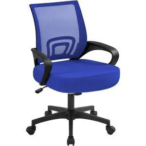 Mid Back Mesh Computer Office Desk Chair Adjustable Swivel, Blue | Breathable mesh back and foam padded seat for comfortable work at home or office; steel frame holds 300 lb, easy assembly Mid Back Mesh Computer Office Desk Chair Adjustable Swivel, Blue | Breathable mesh back and foam padded seat for comfortable work at home or office; steel frame holds 300 lb, easy assembly