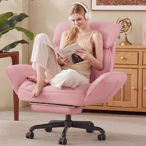 Cross Legged Office Chair with Pivoting Armrests,Criss Cross Chair with Pocket Spring Seat & Back,Reclining Computer Gaming Chair with Footrest and Metal Base (Pink) Cross Legged Office Chair with Pivoting Armrests,Criss Cross Chair with Pocket Spring Seat & Back,Reclining Computer Gaming Chair with Footrest and Metal Base (Pink)