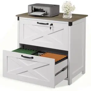 2 Drawer File Cabinet, Lateral Wood Filing Storage Cabinet with Lock, Farmhouse Printer Stand for Home Office Fits Letter/Legal/A4 Size, White 2 Drawer File Cabinet, Lateral Wood Filing Storage Cabinet with Lock, Farmhouse Printer Stand for Home Office Fits Letter/Legal/A4 Size, White