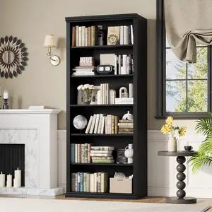 Bookcase and Bookshelves, 28" W Tall Bookshelf with Elegant Design, 6 Tiers Spacious Book Storage, Freestanding Book Organizer, Display Library Shelf for Home Office, Living Room & Study Room Bookcase and Bookshelves, 28" W Tall Bookshelf with Elegant Design, 6 Tiers Spacious Book Storage, Freestanding Book Organizer, Display Library Shelf for Home Office, Living Room & Study Room