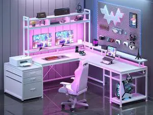 104''L Shaped Desk with 4 Layouts,Outlet for Two Person Home Office | 4 Layout Sizes 64''104'', Multi-Room Compatibility, 4 AC+2 USB Outlet, Multi-Monitor Stand, Simultaneous Work and Charging 104''L Shaped Desk with 4 Layouts,Outlet for Two Person Home Office | 4 Layout Sizes 64''104'', Multi-Room Compatibility, 4 AC+2 USB Outlet, Multi-Monitor Stand, Simultaneous Work and Charging