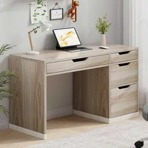 48 Inch Small Desk with Drawers, Computer Desk with Storage File Drawer for Bedroom, Office Desk with Storage for Small Space, Light Walnut 48 Inch Small Desk with Drawers, Computer Desk with Storage File Drawer for Bedroom, Office Desk with Storage for Small Space, Light Walnut