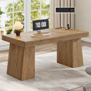 55.9 in Executive Desk with Power Outlets, Modern Home Office Desk with Storage Cabinet, Wood Computer Desk Business Workstation Desk Conference Table, Oak (Storage Cabinet) 55.9 in Executive Desk with Power Outlets, Modern Home Office Desk with Storage Cabinet, Wood Computer Desk Business Workstation Desk Conference Table, Oak (Storage Cabinet)