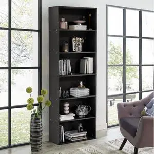 71" Tall 6-Tier Bookshelf, Large Open Display Bookcase with Ample Storage, Floor Standing Book Shelf for Living Room, Home Office, Bed Room, Black 71" Tall 6-Tier Bookshelf, Large Open Display Bookcase with Ample Storage, Floor Standing Book Shelf for Living Room, Home Office, Bed Room, Black