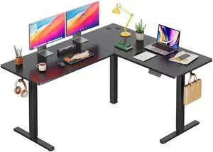 63 Inch L Shaped Electric Standing Desk, 3 Adjustable Computer Desk for Home Office, Ergonomic Sit to Stand Desk with LED Touchscreen,Headphone Hook, 3 Memory Preset, with Split Top, Maple 63 Inch L Shaped Electric Standing Desk, 3 Adjustable Computer Desk for Home Office, Ergonomic Sit to Stand Desk with LED Touchscreen,Headphone Hook, 3 Memory Preset, with Split Top, Maple