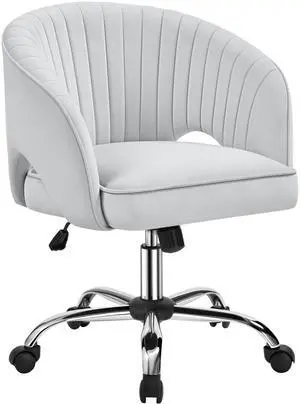 Velvet Swivel Vanity Chair with Back Upholstered Home Office Desk Armchair with Wheels Small Desk Chair for Bedroom Light Gray Velvet Swivel Vanity Chair with Back Upholstered Home Office Desk Armchair with Wheels Small Desk Chair for Bedroom Light Gray
