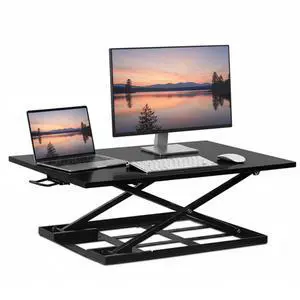 Standing Desk Converter 32" x 22" Sit Stand Desk Riser with Gas Spring Lift, Slim 2.5" Low Profile, Height Adjustable Desktop Workstation, Preassembled Sit-Stand Solution for Home & Office Standing Desk Converter 32" x 22" Sit Stand Desk Riser with Gas Spring Lift, Slim 2.5" Low Profile, Height Adjustable Desktop Workstation, Preassembled Sit-Stand Solution for Home & Office