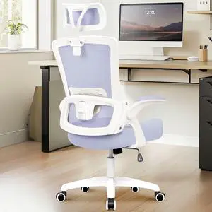 Office Desk Chair Gaming Computer High Back Support Mesh Comfy Seat with Adjustable Ergonomic Headrest Lumbar Rolling Flip-up Armrests and Wheels (Purple) Office Desk Chair Gaming Computer High Back Support Mesh Comfy Seat with Adjustable Ergonomic Headrest Lumbar Rolling Flip-up Armrests and Wheels (Purple)