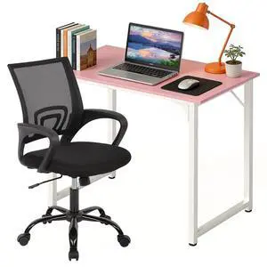 32 Inch Home Office Desk and Chair Set,32 Inch Computer Desk with Ergonomic Height Adjustable Office Chair for Home Office,Pink&Black 32 Inch Home Office Desk and Chair Set,32 Inch Computer Desk with Ergonomic Height Adjustable Office Chair for Home Office,Pink&Black