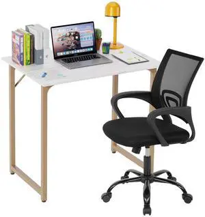 32 Inch Home Office Desk and Chair Set,32 Inch Computer Desk with Ergonomic Height Adjustable Office Chair for Home Office,White&Black 32 Inch Home Office Desk and Chair Set,32 Inch Computer Desk with Ergonomic Height Adjustable Office Chair for Home Office,White&Black