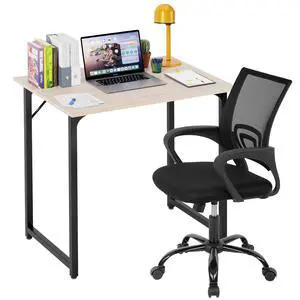 32 Inch Home Office Desk and Chair Set,32 Inch Computer Desk with Ergonomic Height Adjustable Office Chair for Home Office,Nature&Black 32 Inch Home Office Desk and Chair Set,32 Inch Computer Desk with Ergonomic Height Adjustable Office Chair for Home Office,Nature&Black