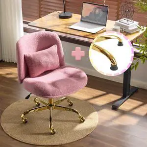 Wide Criss Cross Legged Office Chair,Buttprint Ergonomic Desk Chair Comfy with Pillow&Gold Base,Dual-Use with/no Wheels,Adjustable Vanity Swivel Chair for Bedroom,Home Office,Teddy Plush,Purple Wide Criss Cross Legged Office Chair,Buttprint Ergonomic Desk Chair Comfy with Pillow&Gold Base,Dual-Use with/no Wheels,Adjustable Vanity Swivel Chair for Bedroom,Home Office,Teddy Plush,Purple
