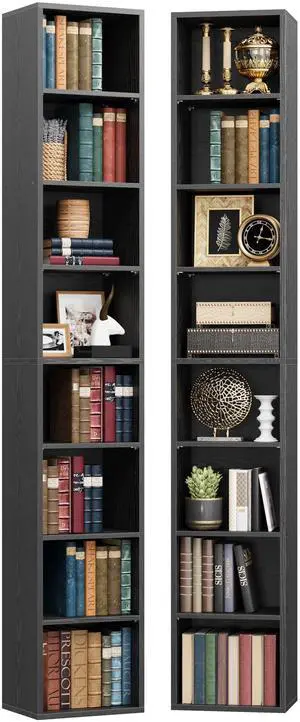 Tall Narrow Bookshelf 8 Tiers 71in Set of 2, Compact Corner Bookcase, Easy to Match for Living Room, Office, Study, Bedroom Tall Narrow Bookshelf 8 Tiers 71in Set of 2, Compact Corner Bookcase, Easy to Match for Living Room, Office, Study, Bedroom