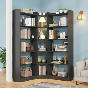 6 Tiers Corner Bookshelf and Bookcase with Baffle, 63.1" Tall Modern L-Shaped Storage Display Book Shelf Industrial Bookshelves for Bedroom, Living Room, Kitchen, Home Office, Black 6 Tiers Corner Bookshelf and Bookcase with Baffle, 63.1" Tall Modern L-Shaped Storage Display Book Shelf Industrial Bookshelves for Bedroom, Living Room, Kitchen, Home Office, Black