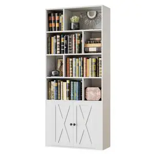 Book Shelf, Tall Bookshelf with Storage, Bookshelves and Bookcases with Doors, 4-Tier Bookcase with 8 Open Cubes for Living Room, Office, Study, White Book Shelf, Tall Bookshelf with Storage, Bookshelves and Bookcases with Doors, 4-Tier Bookcase with 8 Open Cubes for Living Room, Office, Study, White