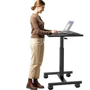 Mobile Laptop Standing Desk Adjustable Height, Small Mobile Desk Workstation with Wheels, Portable Rolling Computer Desk Cart for Home Office Classroom (Black) Mobile Laptop Standing Desk Adjustable Height, Small Mobile Desk Workstation with Wheels, Portable Rolling Computer Desk Cart for Home Office Classroom (Black)