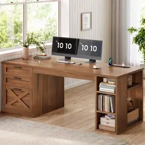 67" Farmhouse L Shaped Desk with Hutch 67" Farmhouse L Shaped Desk with Hutch
